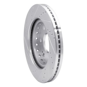 Chevrolet Tahoe Brake Rotor (1) - Front Right - R1 Concepts - Drilled & Slotted - Silver - `09-`20